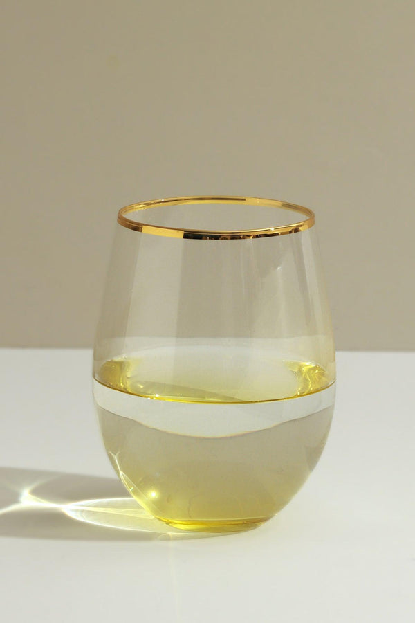 G Decor Set Of 4 Radiance Ombre Gold-Rim Tumbler Glasses Golden Sunrise Yellow
