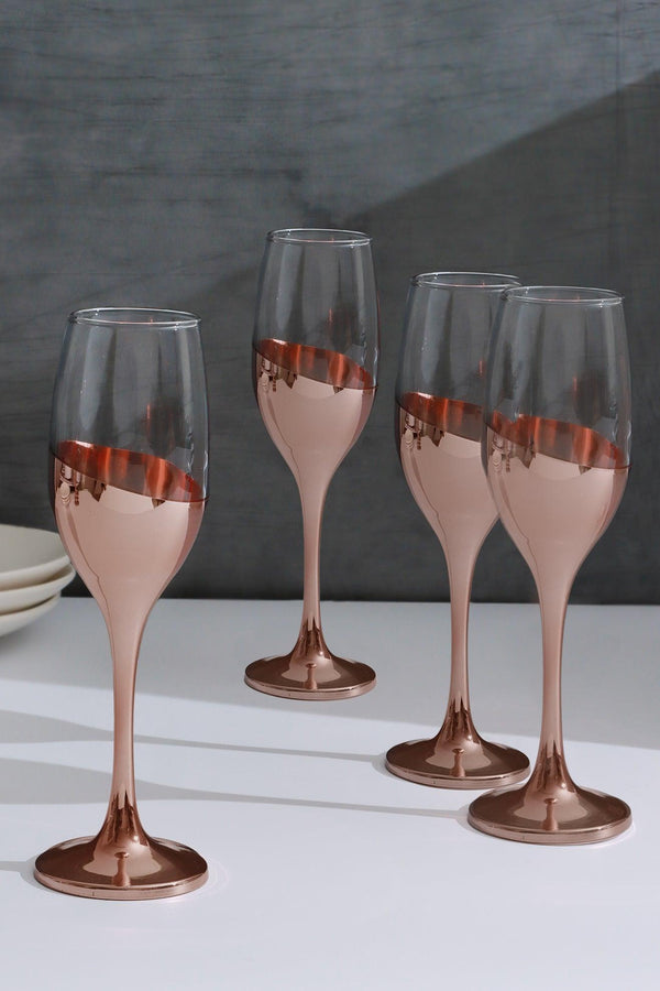 g decor Set of 4 Sephora Rose Gold Champagne Glasses Elegant Metallic Finish Set of 4