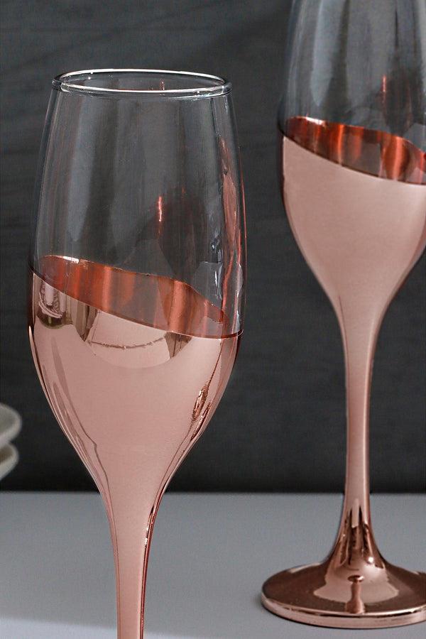 G Decor Set Of 4 Sephora Rose Gold Champagne Glasses Elegant Metallic Finish Set Of 4
