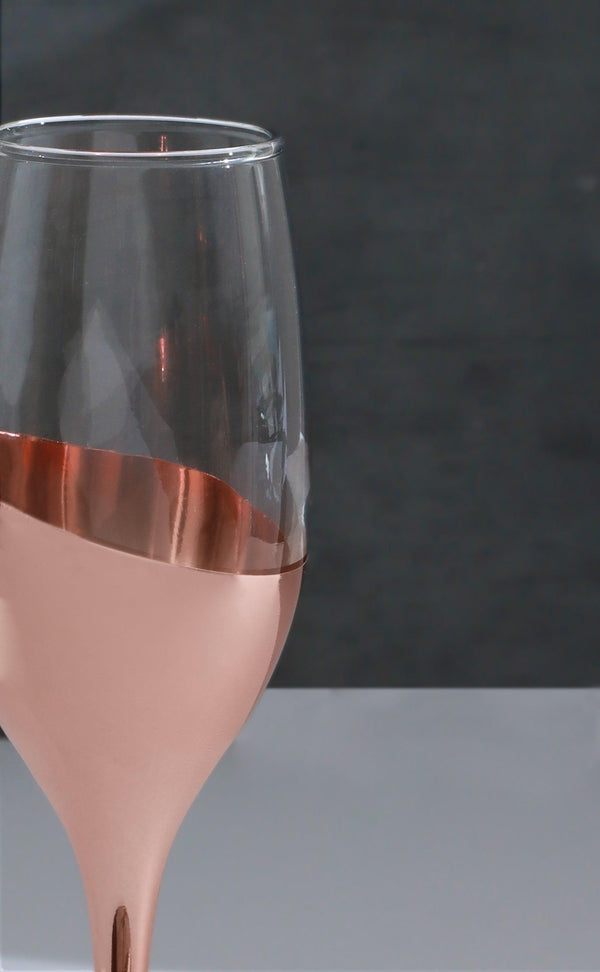 G Decor Set Of 4 Sephora Rose Gold Champagne Glasses Elegant Metallic Finish Set Of 4