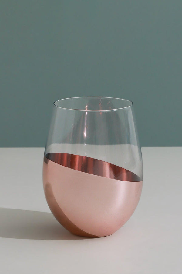 G Decor Set Of 4 Sephora Two-Tone Rose Gold Tumbler Glasses Elegant Metallic Finish Set Of 4