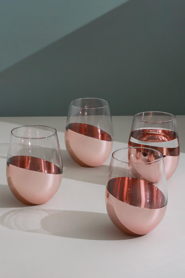 g decor Set of 4 Sephora Two-Tone Rose Gold Tumbler Glasses Elegant Metallic Finish Set of 4