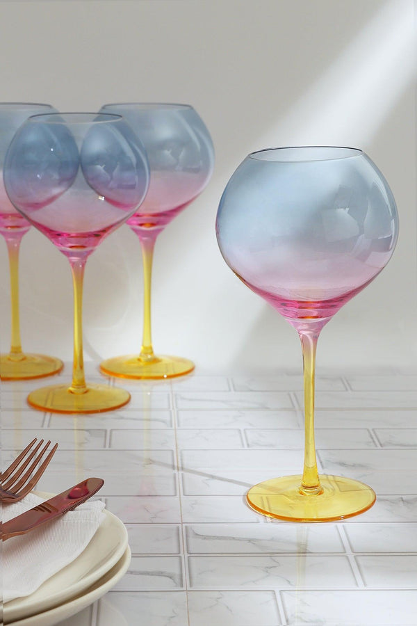 g decor Set of 4 Sunset Rainbow Iridescent Gin Glasses Vibrant & Party-Ready Set Of 4
