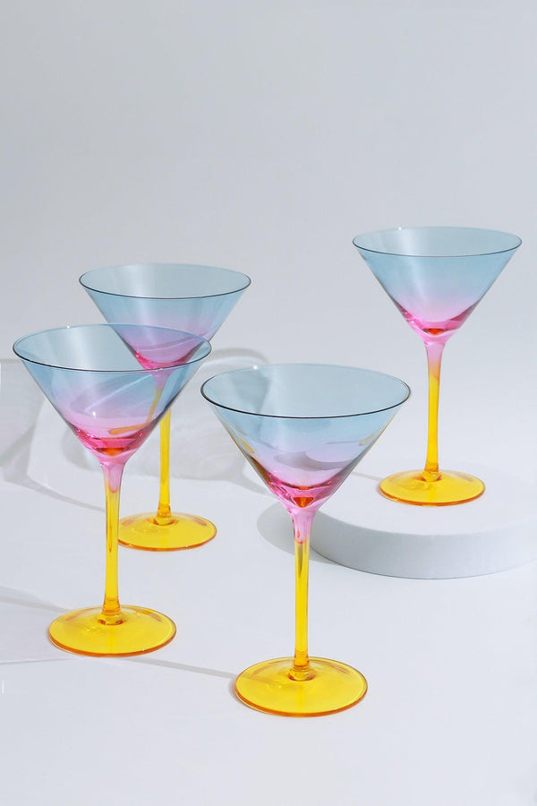 g decor Set of 4 Sunset Rainbow Iridescent Martini Glasses Striking Cocktailware Set Of 4