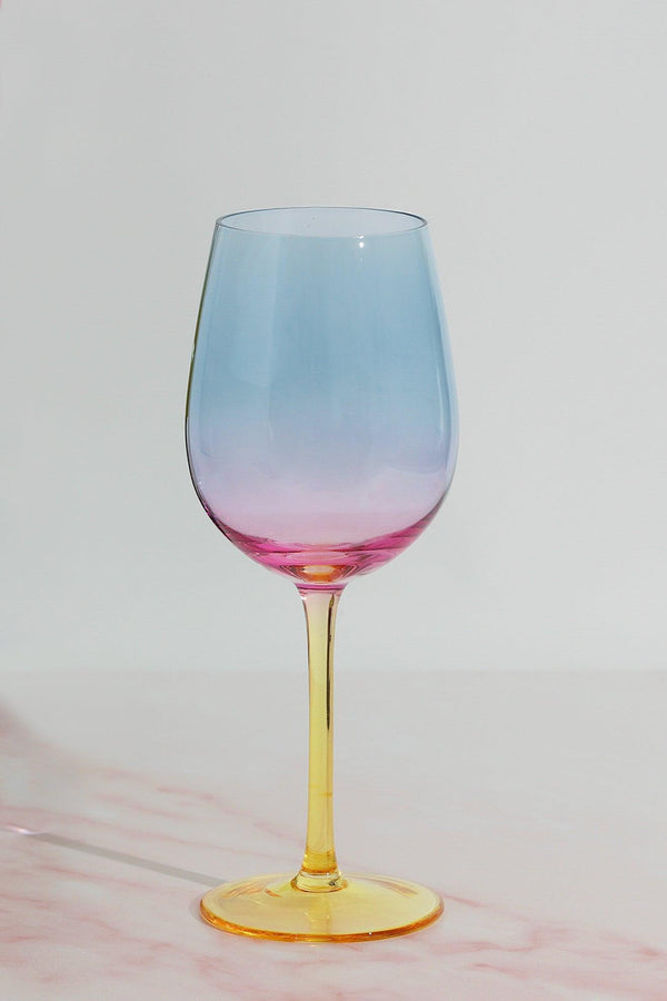 G Decor Set Of 4 Sunset Rainbow Iridescent Wine Glasses Striking Stemware Set Of 4