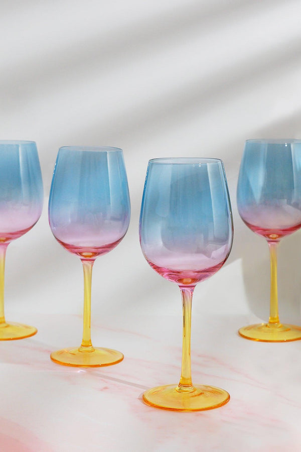 g decor Set of 4 Sunset Rainbow Iridescent Wine Glasses Striking Stemware Set Of 4