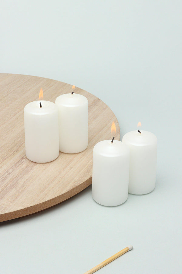 g decor Set Of 4 Varnished Shimmer Pillar Candles White