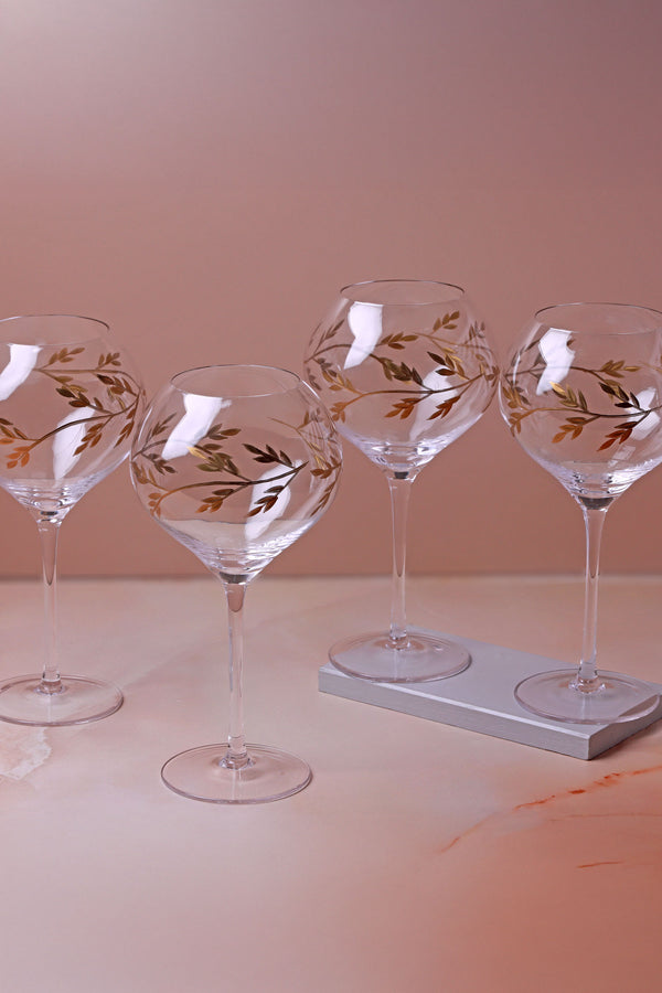 g decor Set of 4 Wild Vine Hand-Painted Gin Glasses Inspired by Nature Set of 4