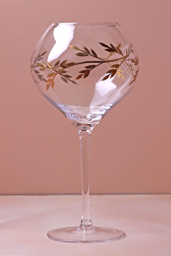 G Decor Set Of 4 Wild Vine Hand-Painted Gin Glasses Inspired By Nature Set Of 4