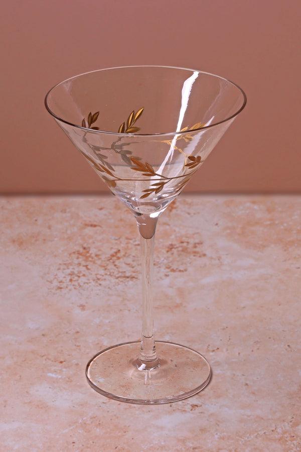 G Decor Set Of 4 Wild Vine Hand-Painted Martini Glasses Inspired By Nature Set Of 4