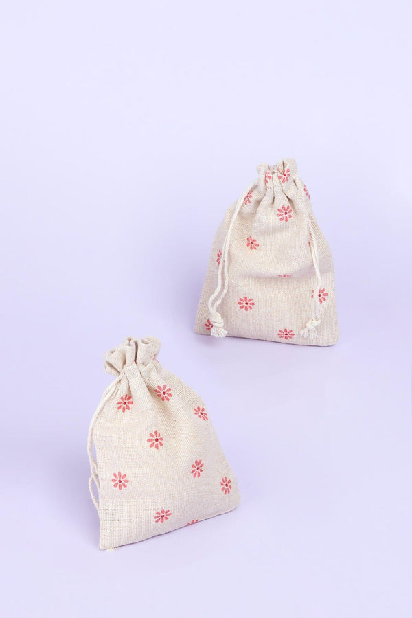 G Decor Set Of 5 Or 10 Blooming Elegance Hessian Gift Sacks With Flower Patterns