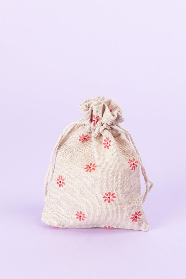 G Decor Set Of 5 Or 10 Blooming Elegance Hessian Gift Sacks With Flower Patterns