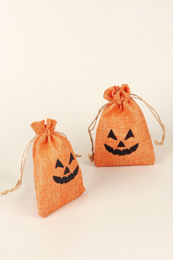 G Decor Set Of 5 Or 10 Spooky Jack O'Lantern Halloween Hessian Gift Bags