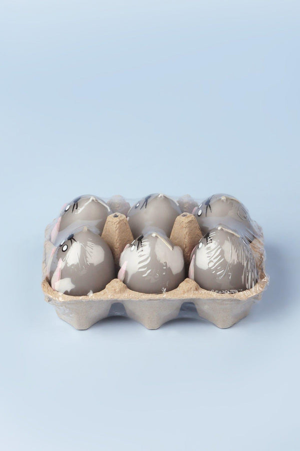 G Decor Set Of 6 - Hoppy Easter Egg Candles - Grey Grey