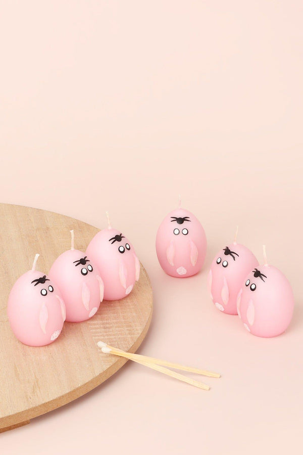 g decor Set of 6 - Hoppy Easter Egg Candles - Pink Pink