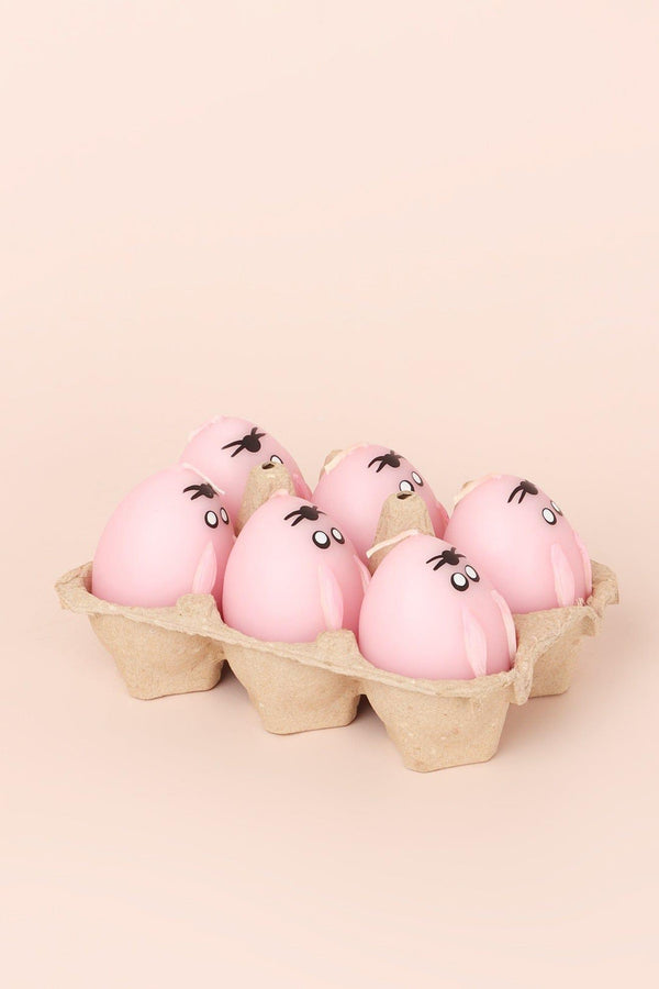 G Decor Set Of 6 - Hoppy Easter Egg Candles - Pink Pink