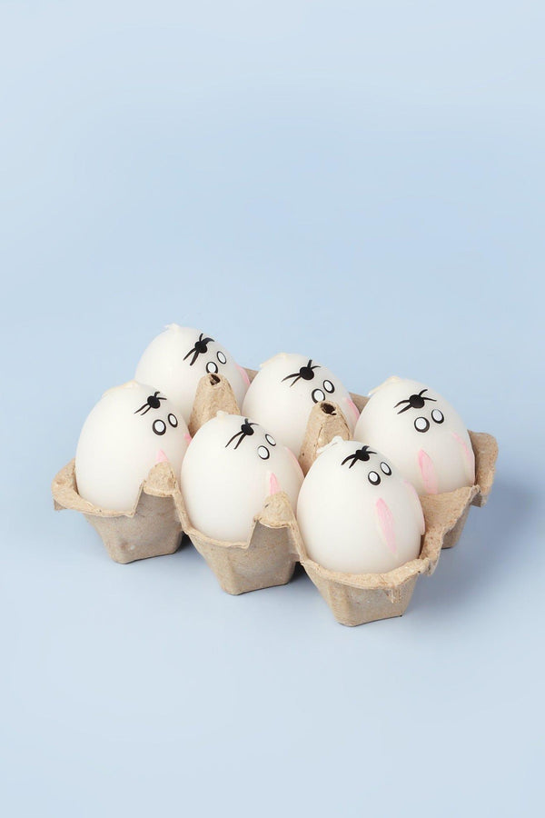 G Decor Set Of 6 - Hoppy Easter Egg Candles - White White