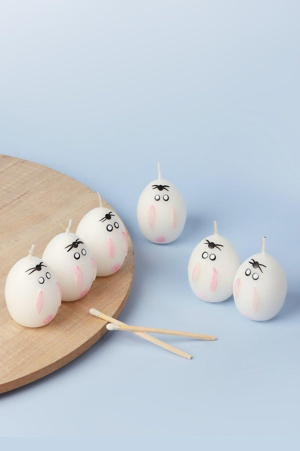 g decor Set of 6 - Hoppy Easter Egg Candles - White White