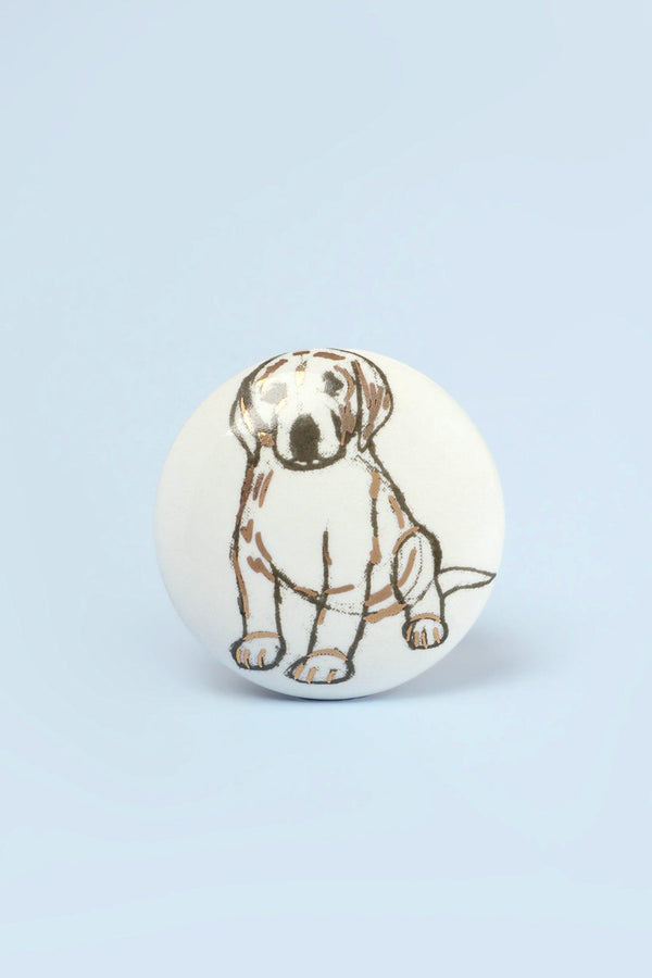 G Decor Set Of 8 Black & Gold Ceramic Dog Door Knobs Playful Pup Design Set Of 8