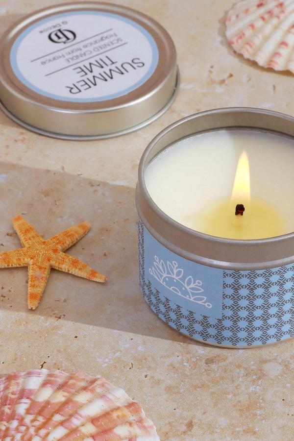 G Decor Set Of Three Scented Summer Time Floral Blue Tin Candles Gift Set