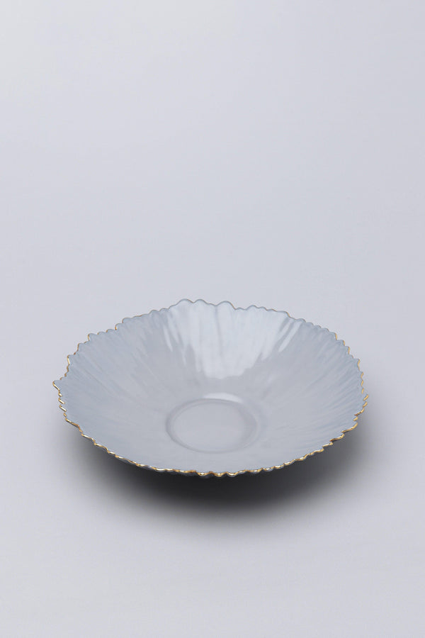 G Decor Set Of Two Or Single Asteria Irregular Slate Grey Gold Rim Serving Bowls