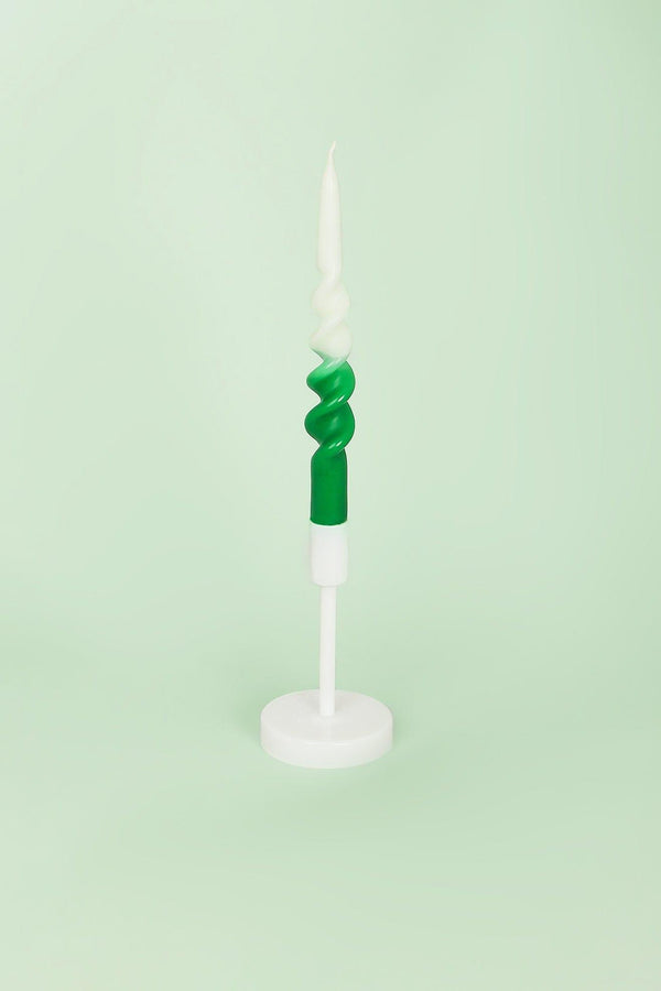 G Decor Set Of Two-Toned Light And Dark Green Spiral Twisted Hand Dipped Candlesticks Taper Church Dinner Candles