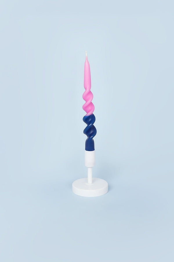 G Decor Set Of Two-Toned Pink And Royal Blue Spiral Twisted Hand Dipped Candlesticks Taper Church Dinner Candles