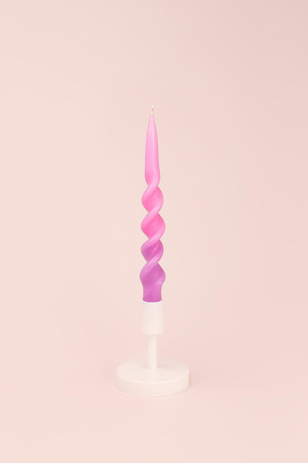 G Decor Set Of Two-Toned Pink Spiral Twisted Hand Dipped Candlesticks Taper Church Dinner Candles
