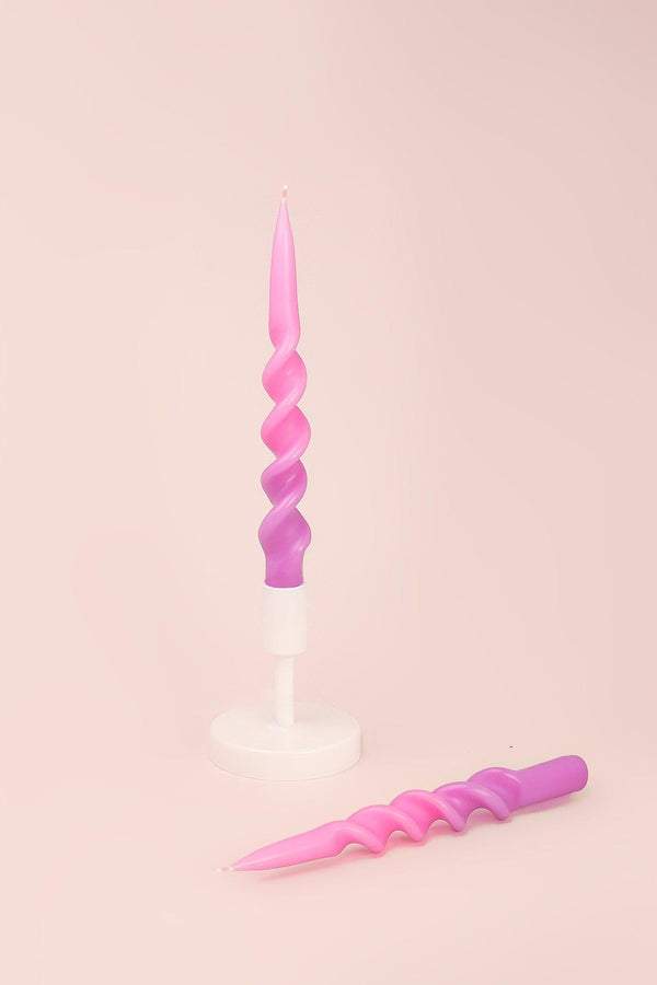 g decor Set of Two-Toned Pink Spiral Twisted Hand Dipped Candlesticks Taper Church Dinner Candles