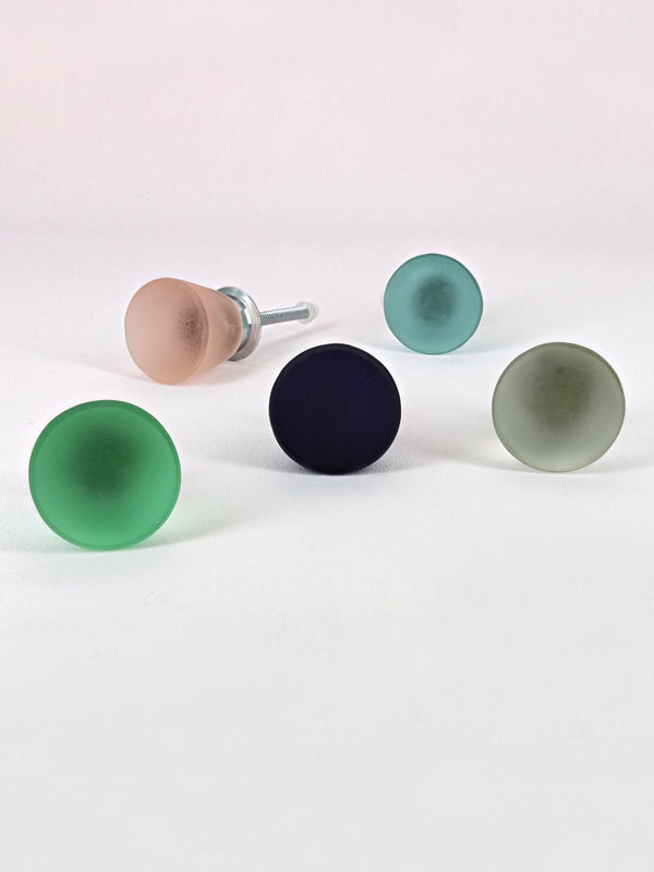 G Decor Sienna Frosted Flute Matt Glass Pull Knob Blue