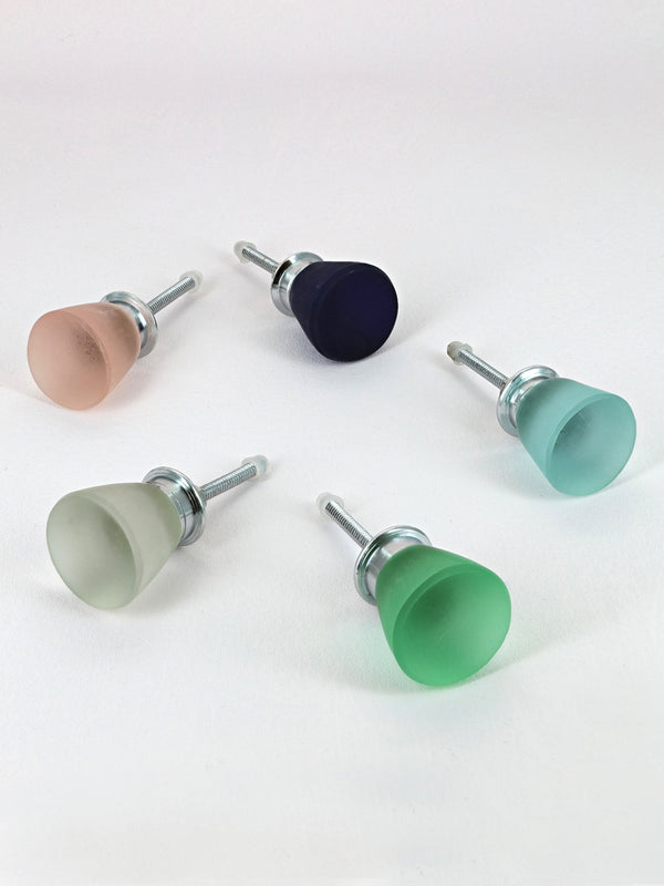 g decor Sienna Frosted Flute Matt Glass Pull Knob Blue