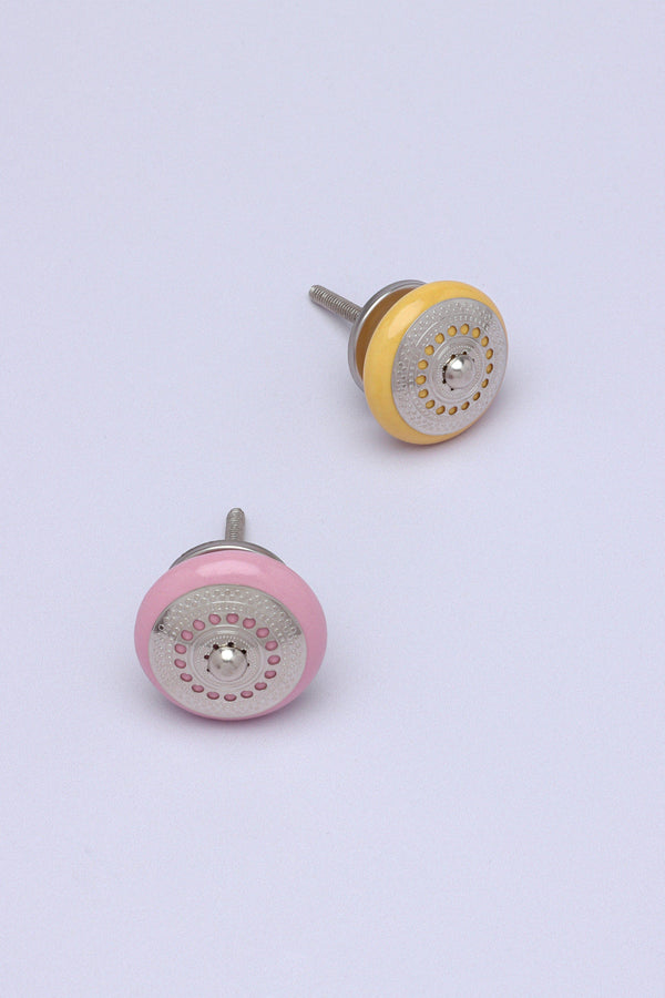 g decor Silver Applique I Ceramic Door Knobs Cupboard Drawer Pull Door Handles Pink