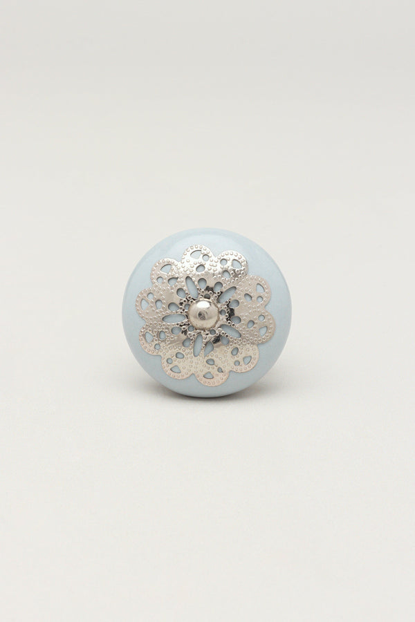 G Decor Silver Applique IV Ceramic Door Knob Cupboard Drawer Pull Door Handle Cream