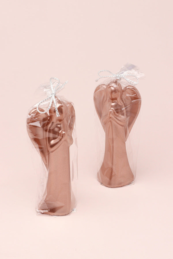 G Decor Single Angel Or Set Of 2 Varnished Copper Angel Candles