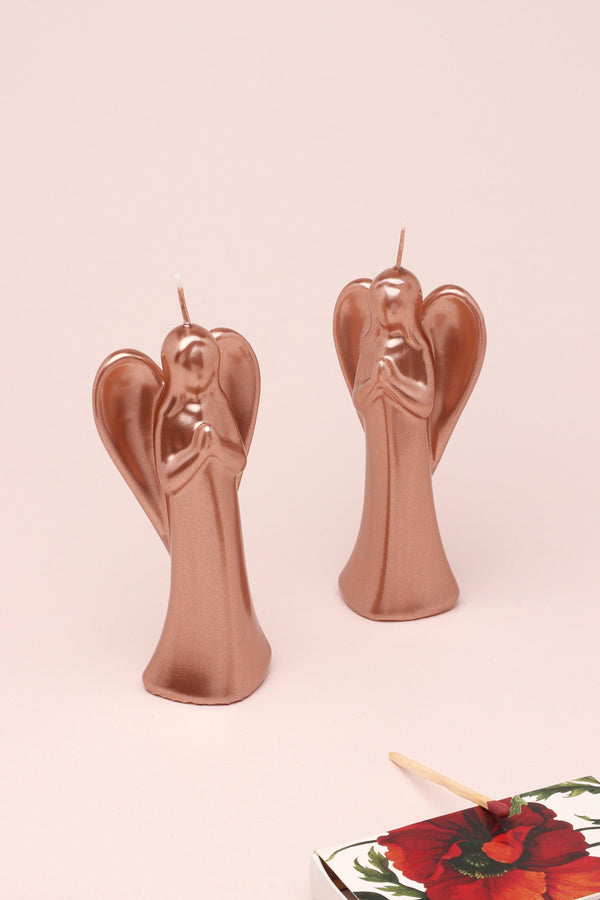 g decor Single Angel or Set Of 2 Varnished Copper Angel Candles