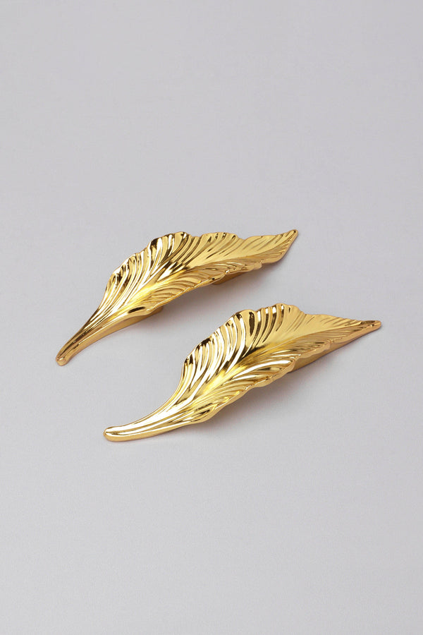 g decor Small Shiny Gold Leaves Door Pull Draw Handle