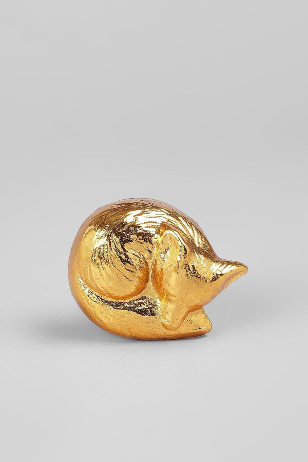 G Decor Snuggly Sleeping Fox Brass Jewellery Knob Silver