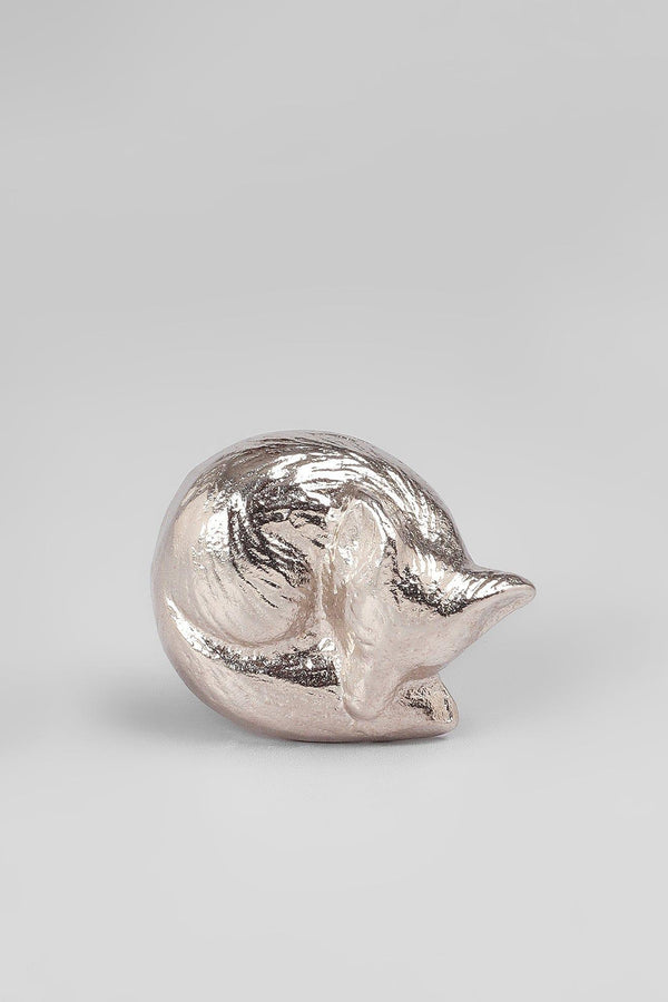 G Decor Snuggly Sleeping Fox Brass Jewellery Knob Silver