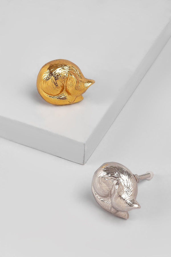 g decor Snuggly Sleeping Fox Brass Jewellery Knob Silver g decor Snuggly Sleeping Fox Brass Jewellery Knob Silver