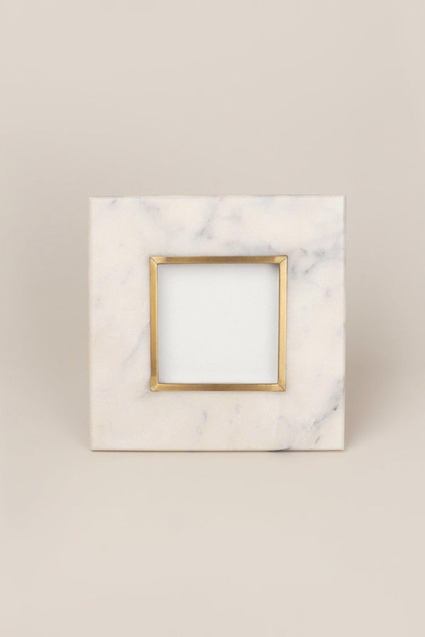 G Decor Soléa Dorada Handcrafted White Marble & Brass Photo Frame Stunning Picture Display Small