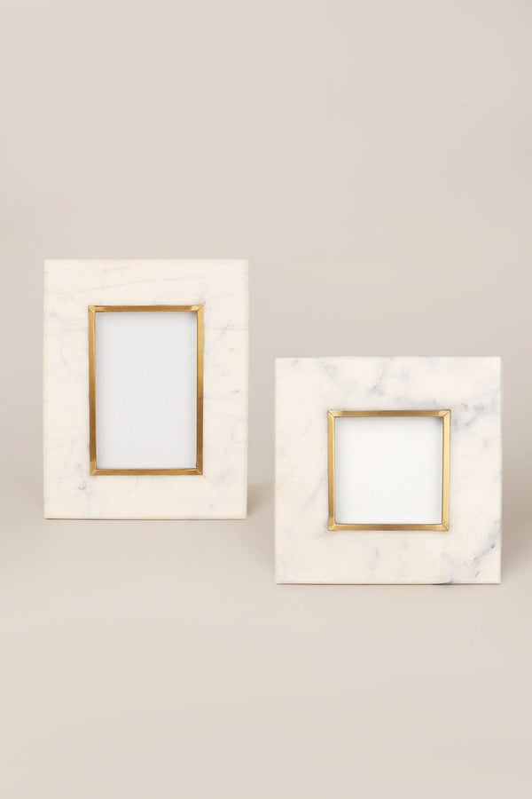 G Decor Soléa Dorada Handcrafted White Marble & Brass Photo Frame Stunning Picture Display Small