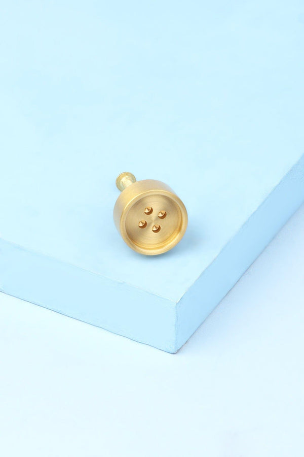 g decor Solid Brass Matte Button Handle Gold Cabinet & Drawer Knob Gold