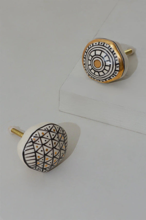 G Decor Sorrento Handcrafted & Hand-Painted Designer Ceramic Doorknob Gold Artistic Collection Cycle