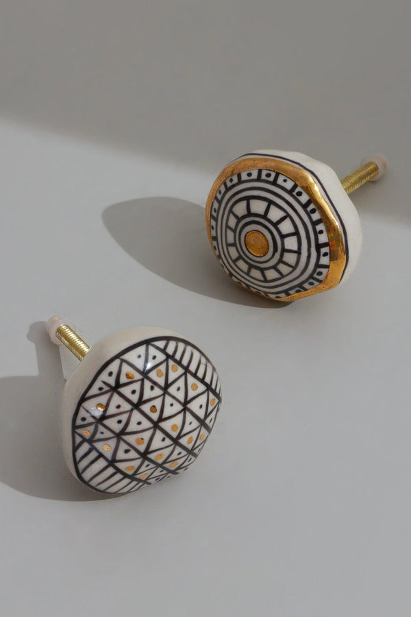 g decor Sorrento Handcrafted & Hand-Painted Designer Ceramic Doorknob Gold Artistic Collection Cycle