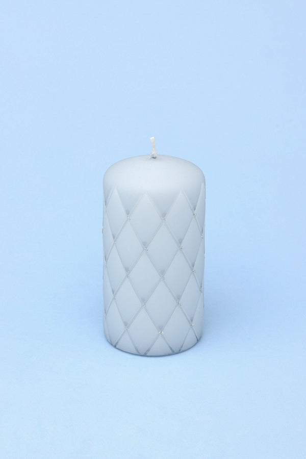 G Decor Spark Glitter Elegant Blue Gold Grey Pillar Candle