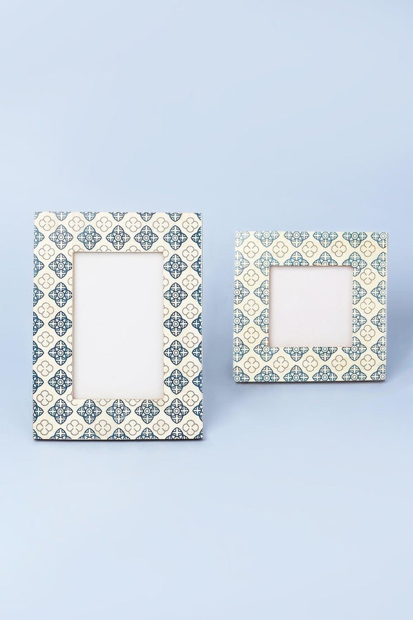 G Decor Tangier Handcrafted Blue Floral Inlay Photo Frame Picture Display Small