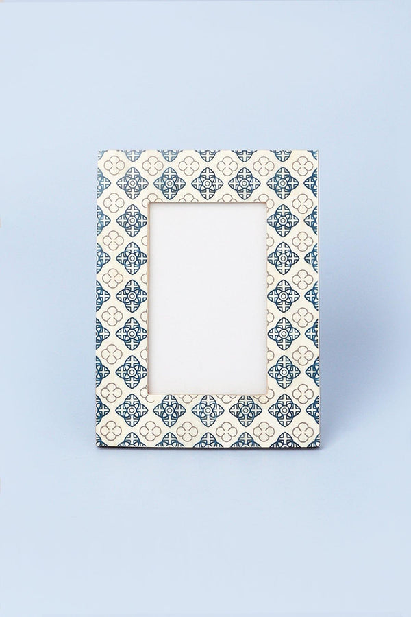 G Decor Tangier Handcrafted Blue Floral Inlay Photo Frame Picture Display Small