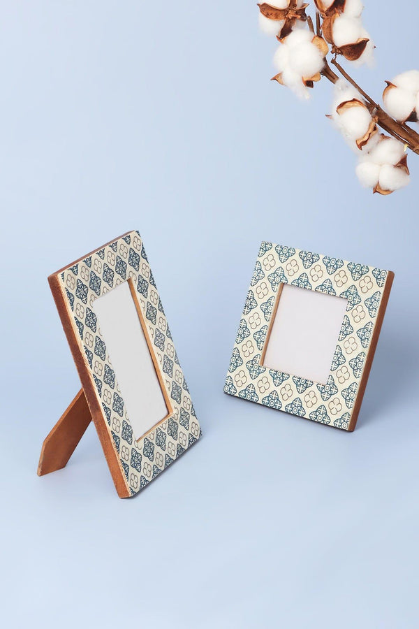 g decor Tangier Handcrafted Blue Floral Inlay Photo Frame Picture Display Small