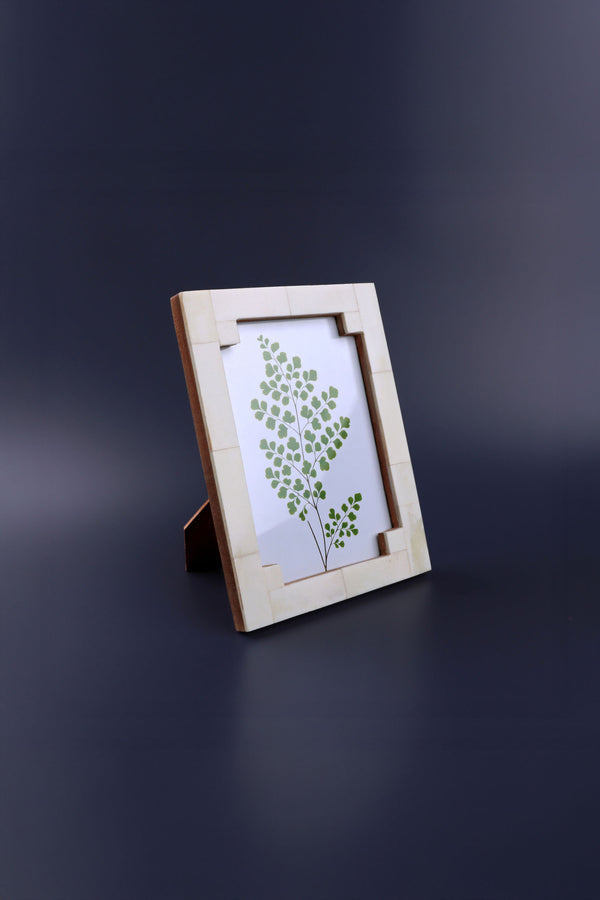 G Decor Tectura Handcrafted Horn Bone Photo Frame Architectural Cream Tones Picture Display Small