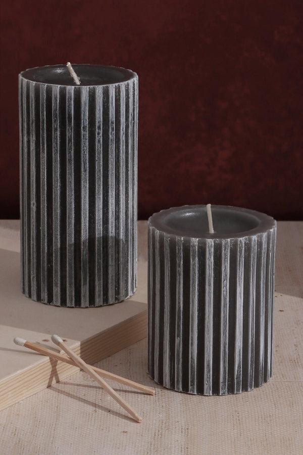 g decor Textured Harmony Dark Grey Scented Pillar Candle Deep Stone Retreat Small